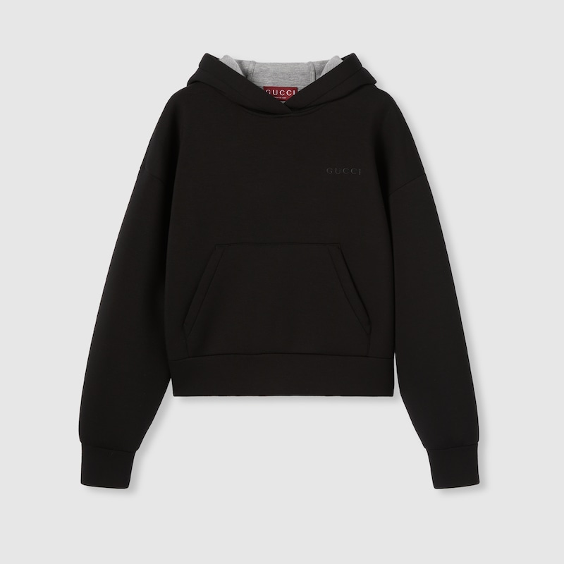 Gucci Viscose Jersey Hooded Sweatshirt In Black