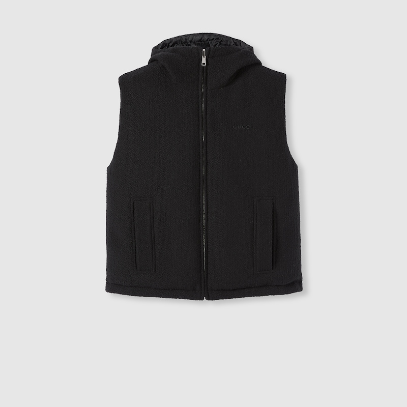 Gucci Reversible Wool Bouclé Gilet In Black