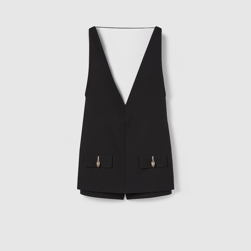 Gucci Crêpe Wool Silk Jumpsuit With Tiger In Black