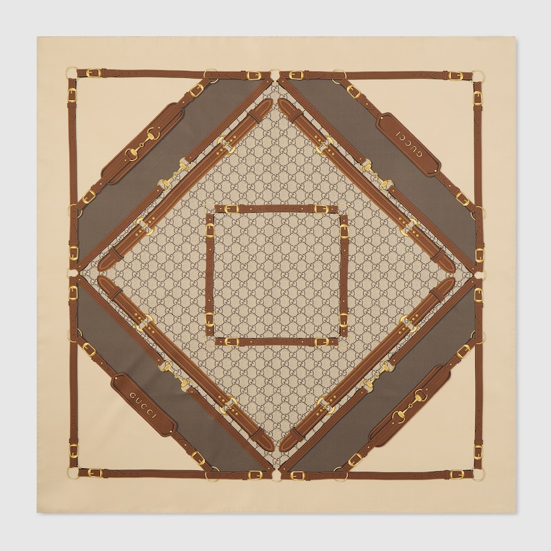 Gucci Printed Silk Twill Carré In Multi
