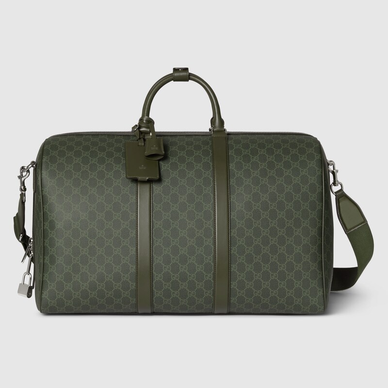 Gucci Gg Monogram Large Duffle Bag In Green