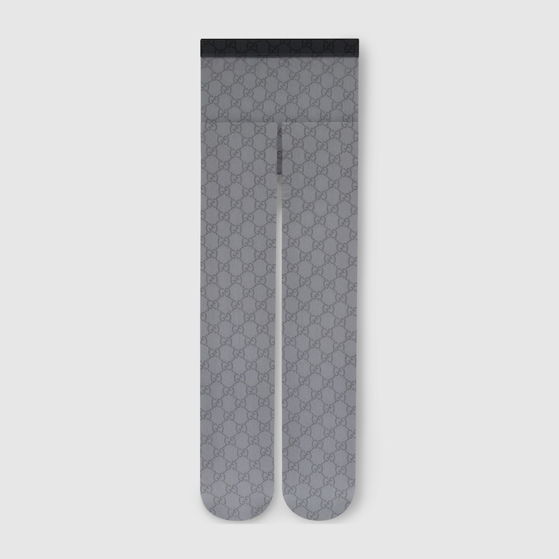 Gucci Printed Stretch Nylon Tights In Gray