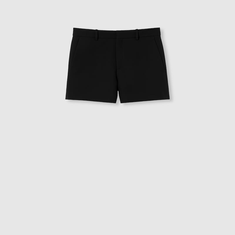 Gucci Wool Silk Shorts With Embroidery In Black