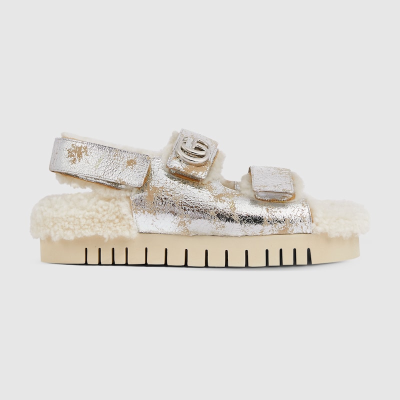 Gucci New Marmont Gg Leather Sandals In White