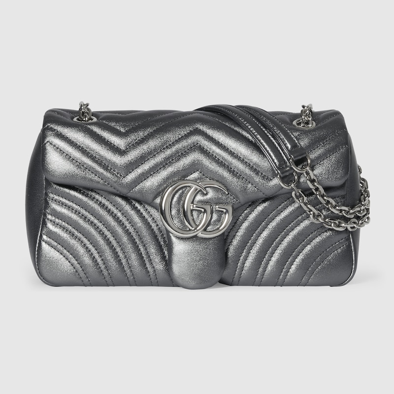 Gucci Gg Marmont Medium Shoulder Bag In Silver