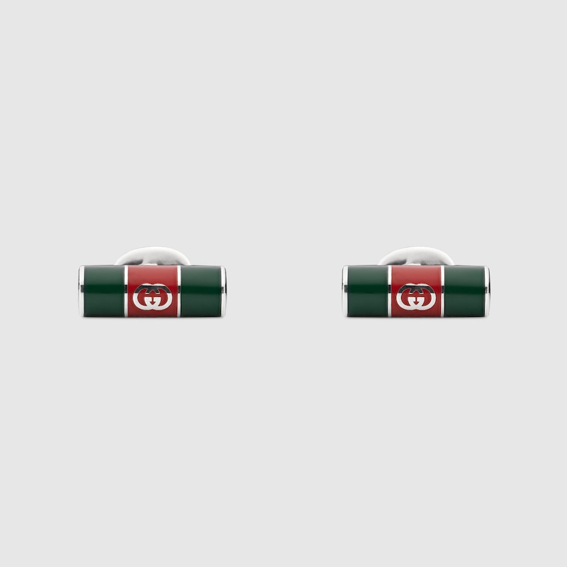 Gucci Cufflinks With Web Detail In Green