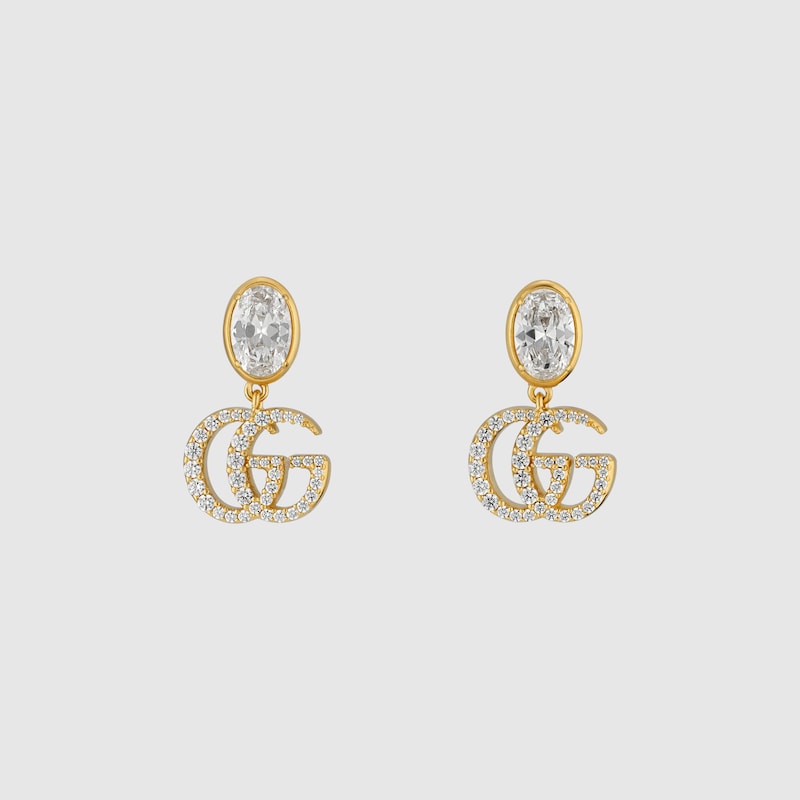 Gucci Gg Marmont Ohrringe Mit Kristallen In Gold