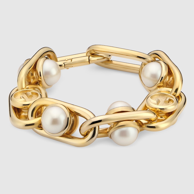 Gucci Bracelet With Mobile Pearls In Gold