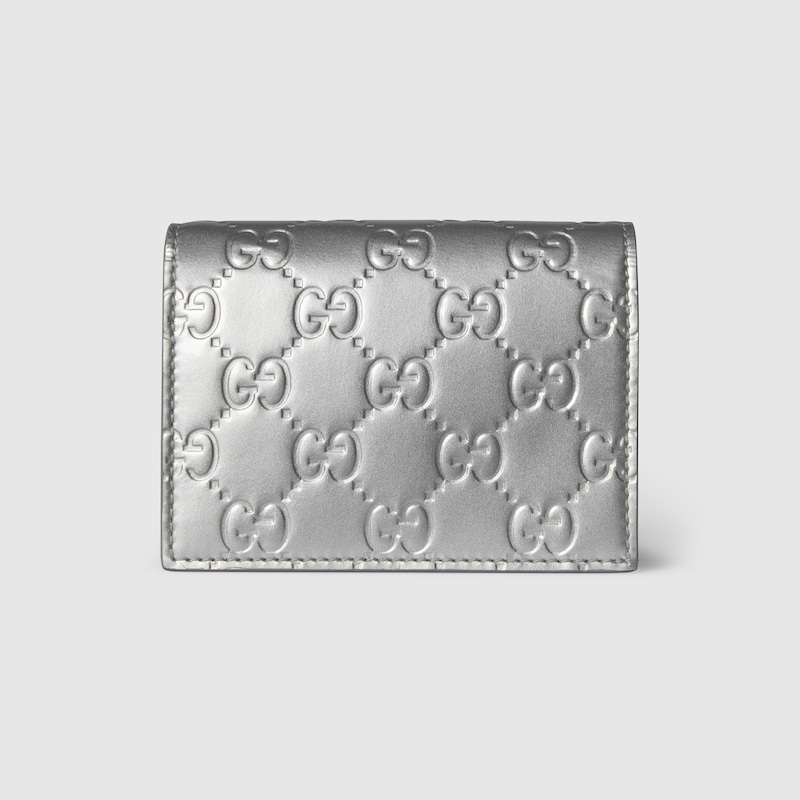 Gucci Gg Emblem Small Wallet In Silver