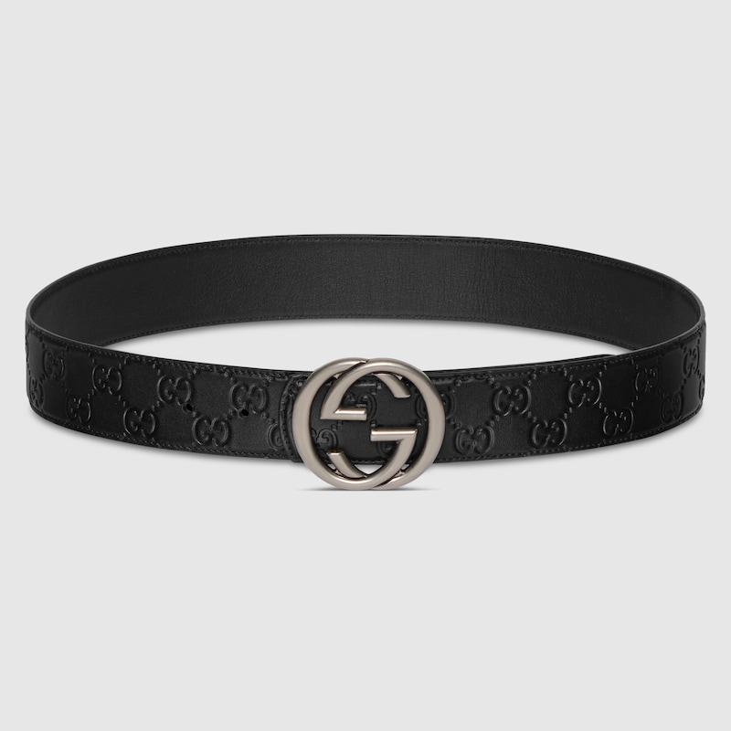Gucci Reversible Belt With Interlocking G Buckle In Black