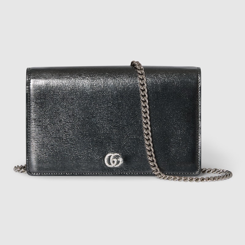Gucci Bi-color Gg Marmont Wallet On Chain In Gray