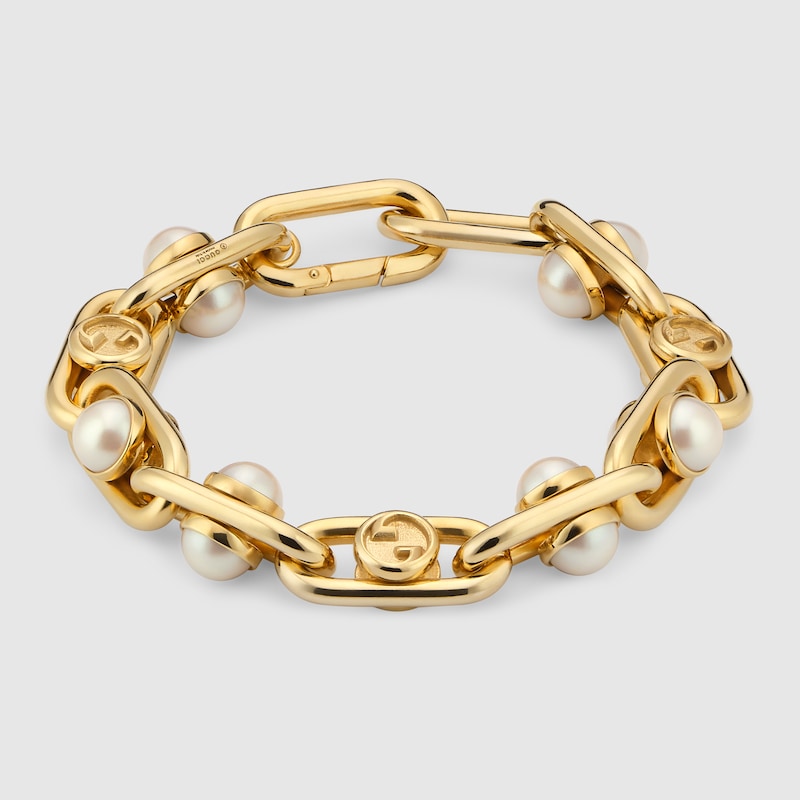 Gucci Bracelet With Mobile Pearls In Gold