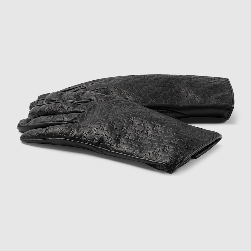 Gucci Embossed GG Leather Gloves | Thumbnail 2 Gucci Embossed GG Leather Gloves | Thumbnail 2