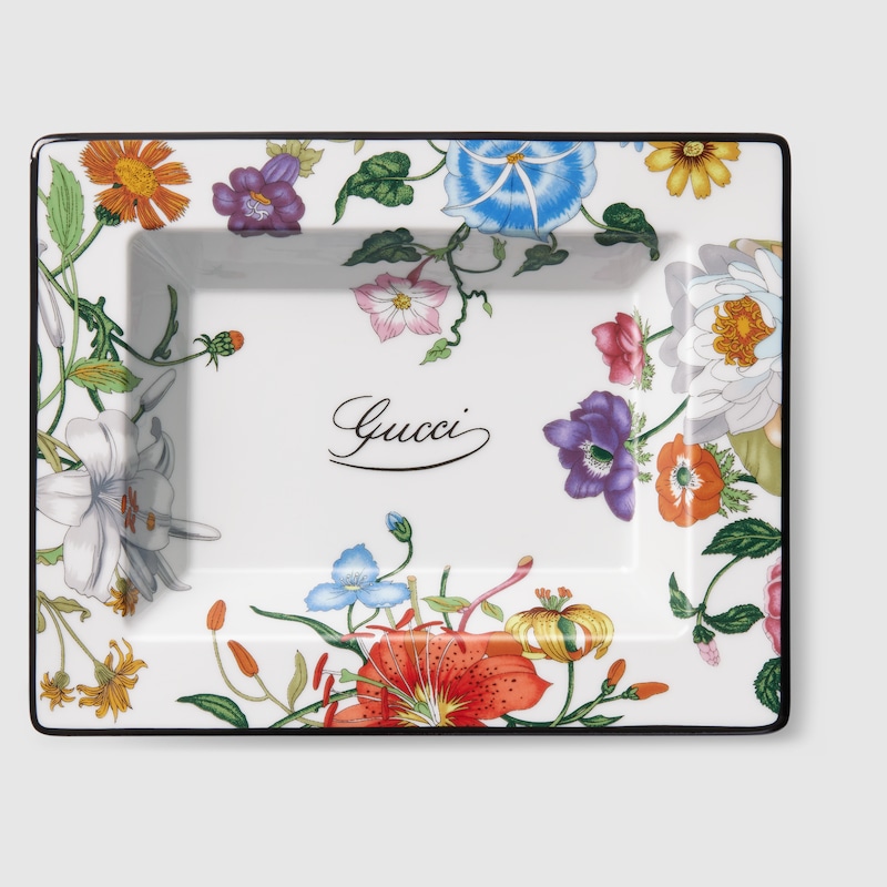 Gucci Flora Print Small Trinket Tray In White