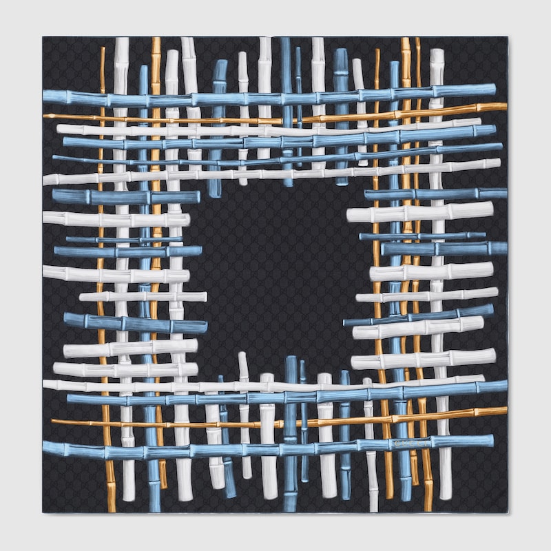 Gucci Printed Silk Twill Carré In Black