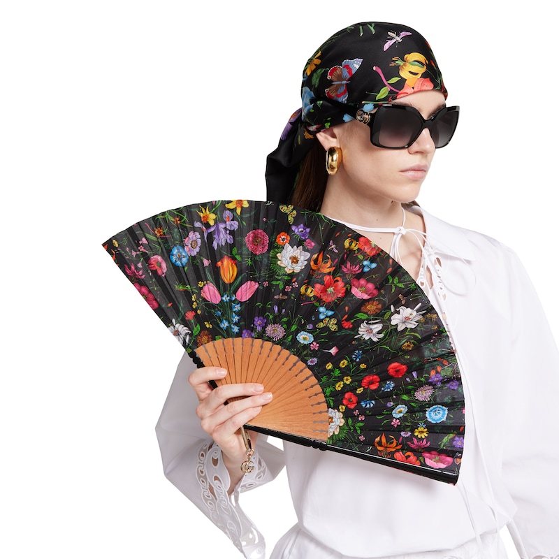 Gucci Large Flora Print Fan | Thumbnail 3