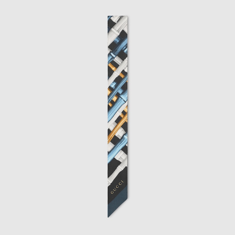 Gucci Printed Silk Twill Ribbon In Black