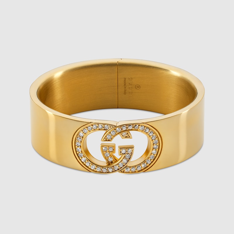 GUCCI 〔グッチ インターロッキング〕クリスタル カフブレスレット