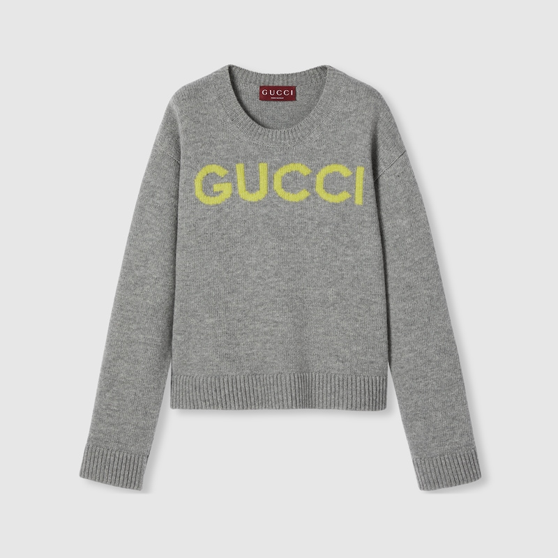 Gucci Wool Top With  Intarsia In Gray