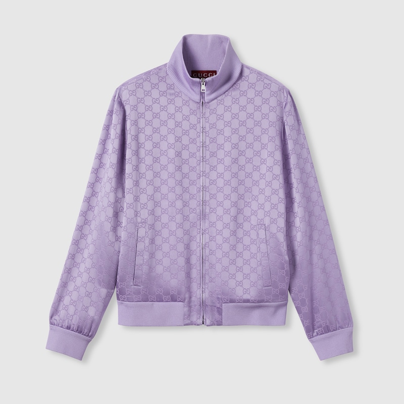Gucci Gg Jacquard Zip Jacket In Purple