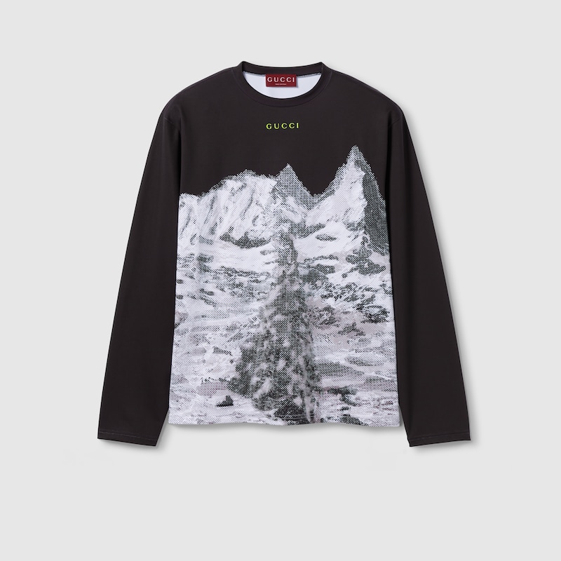 Gucci Printed Technical Cotton Jersey T-shirt In Black