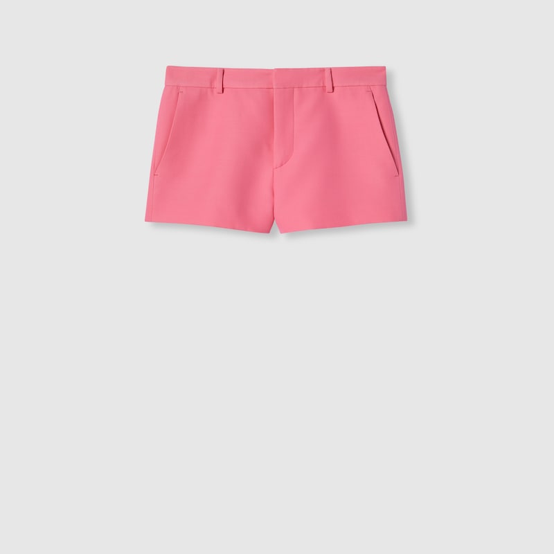 Gucci Wool Silk Shorts With Logo In Pink