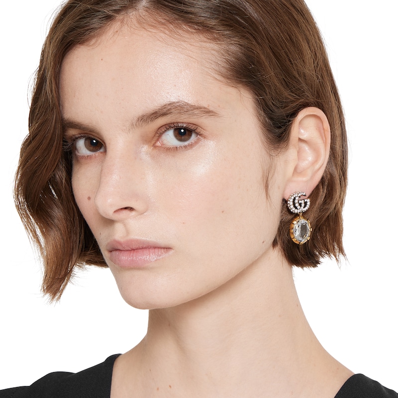 Gucci GG Marmont Crystal Earrings | Thumbnail 3 Gucci GG Marmont Crystal Earrings | Thumbnail 3