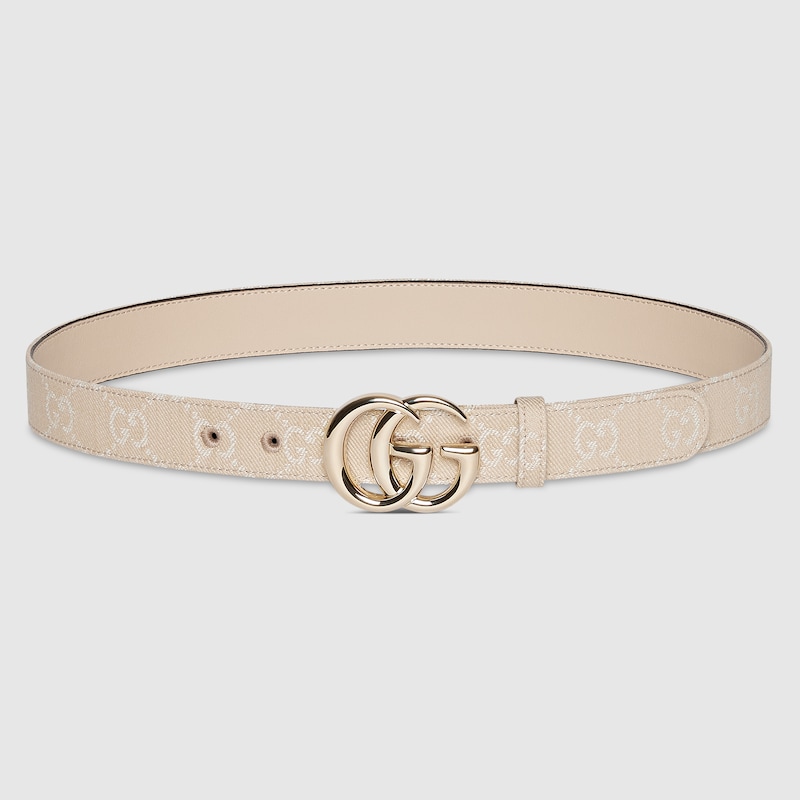 Gucci Gg Marmont Thin Belt In Neutral