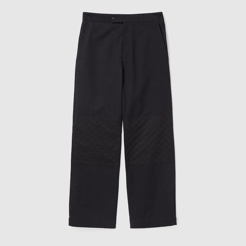 Gucci Cotton Ripstop Pant With Canvas Insert In Black
