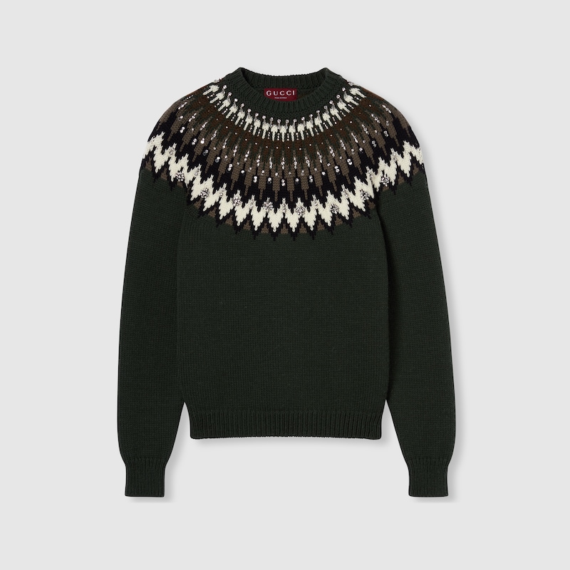 Gucci Norwegian Wool Jacquard Sweater In Green
