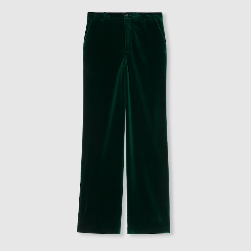 Gucci Soft Stretch Cotton Velvet Pant In Green