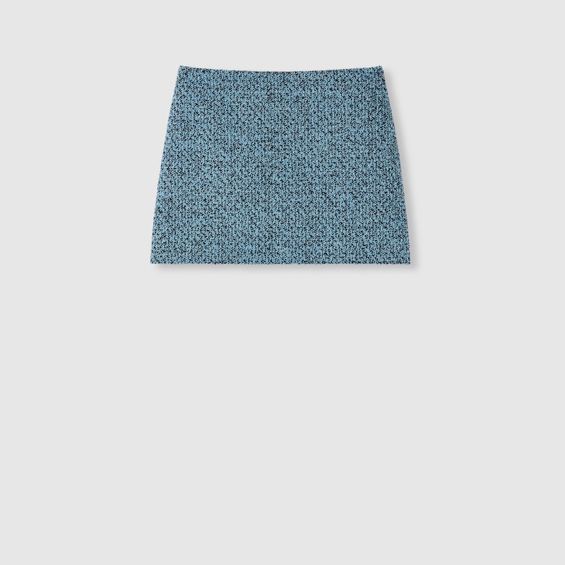 Gucci Wool Cotton Bouclé Mini Skirt In Blue