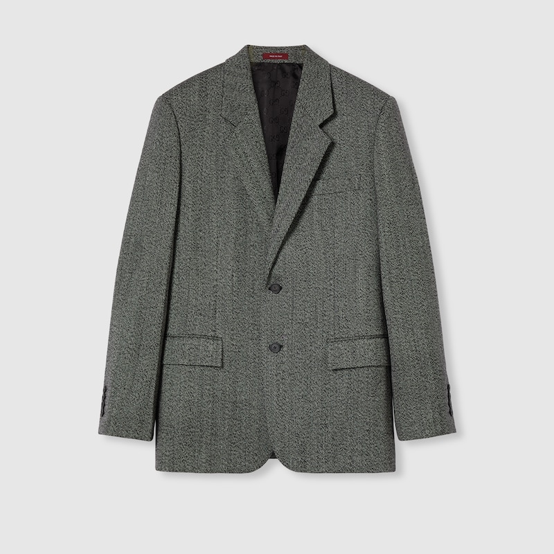 Gucci Wool Mouliné Jacket In Gray