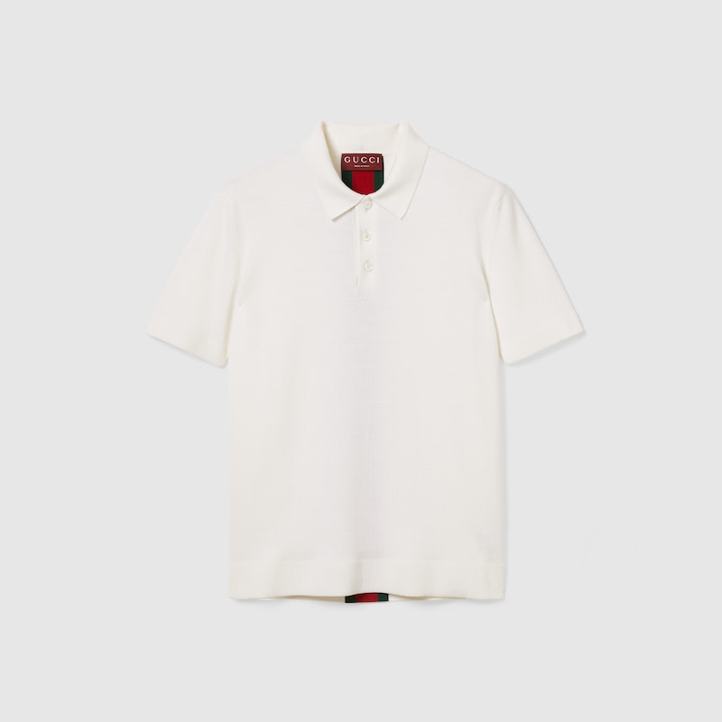 Knit Wool Polo Shirt With Web Knit Wool Polo Shirt With Web