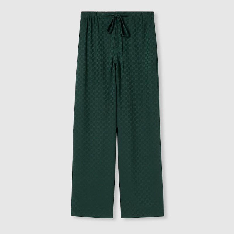 Gucci Jogginghose Aus Gg Seidenjacquard In Green