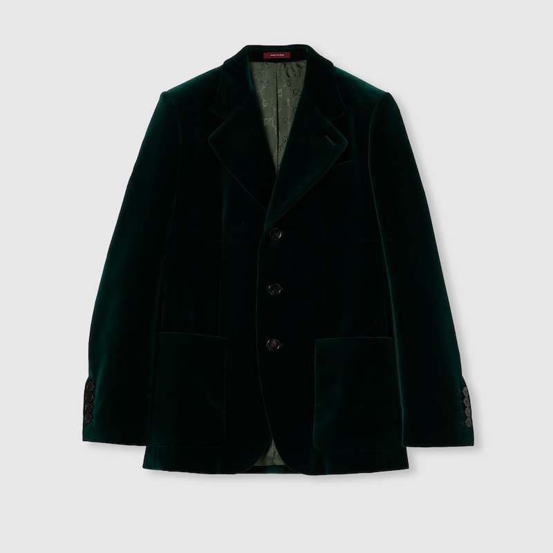 Gucci Stretch Cotton Velvet Jacket In Green