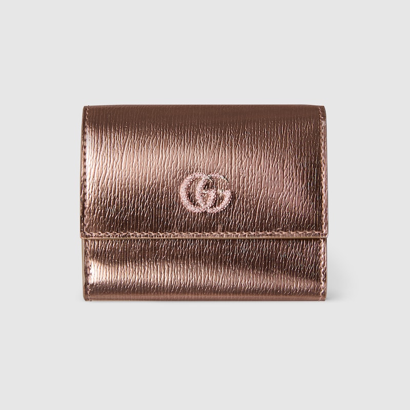 Gucci Gg Marmont Bi-color Mini Wallet In Gold