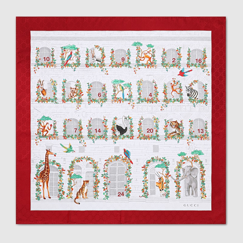 Gucci Vierecktuch Aus Seidentwill Mit Print In Gray