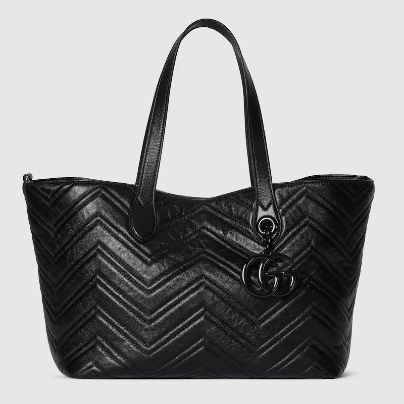 Gucci Women Gg Marmont Leather Tote Bag In Black