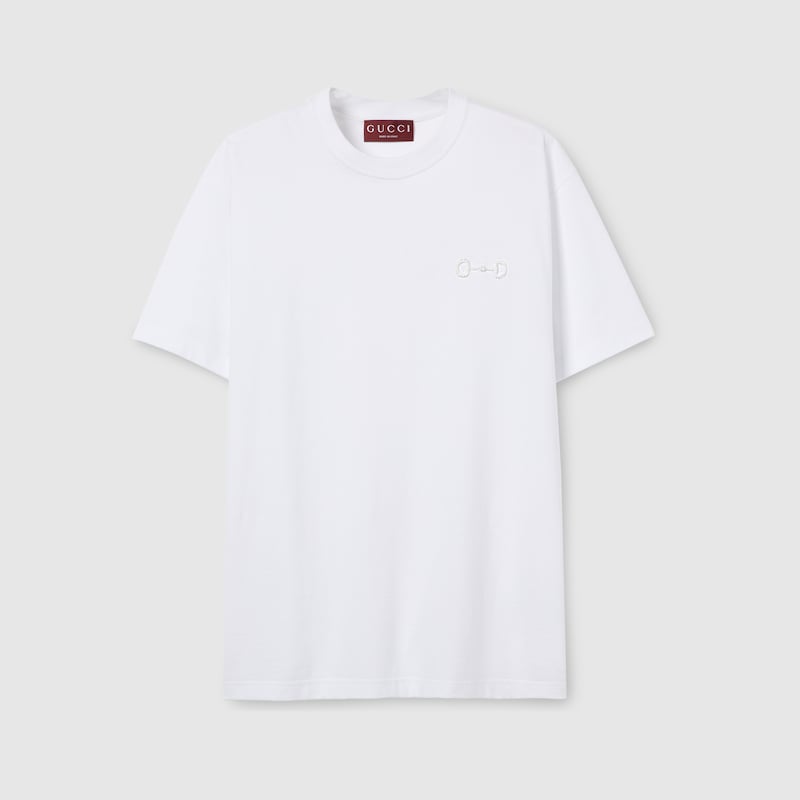 Gucci Cotton Jersey Top Crew Neck Short Sleeves In White