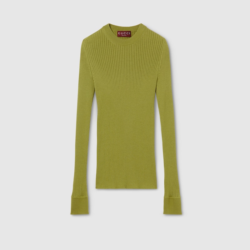 Gucci Rib Cashmere Silk Top In Green