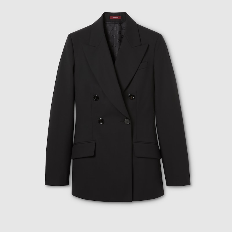 Gucci Double-breasted Light Wool Jacket In Black