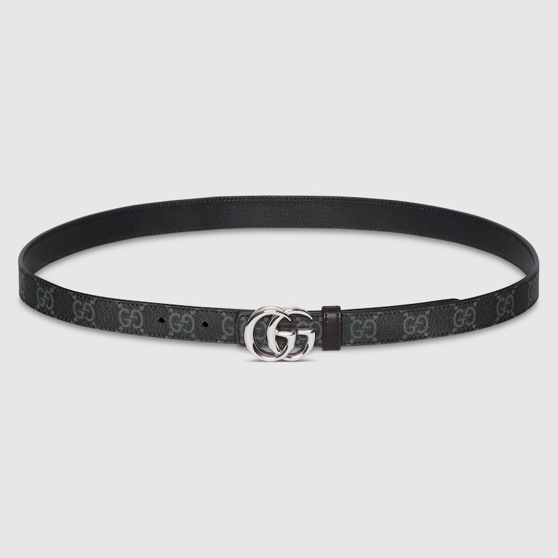 Gucci Reversible Gg Marmont Thin Belt In Black
