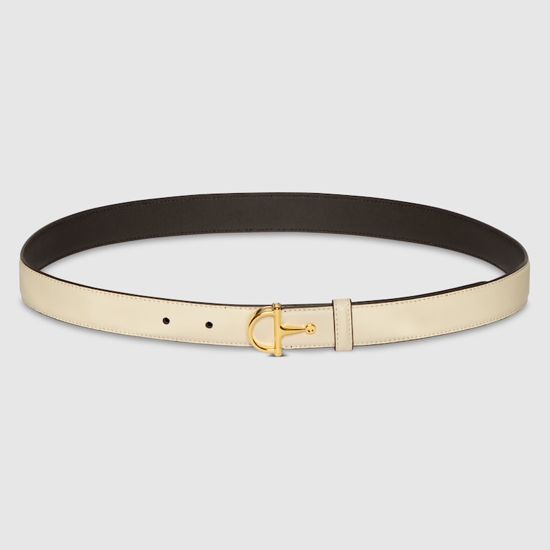 Gucci Thin Belt With Half-horsebit Buckle In Sand
