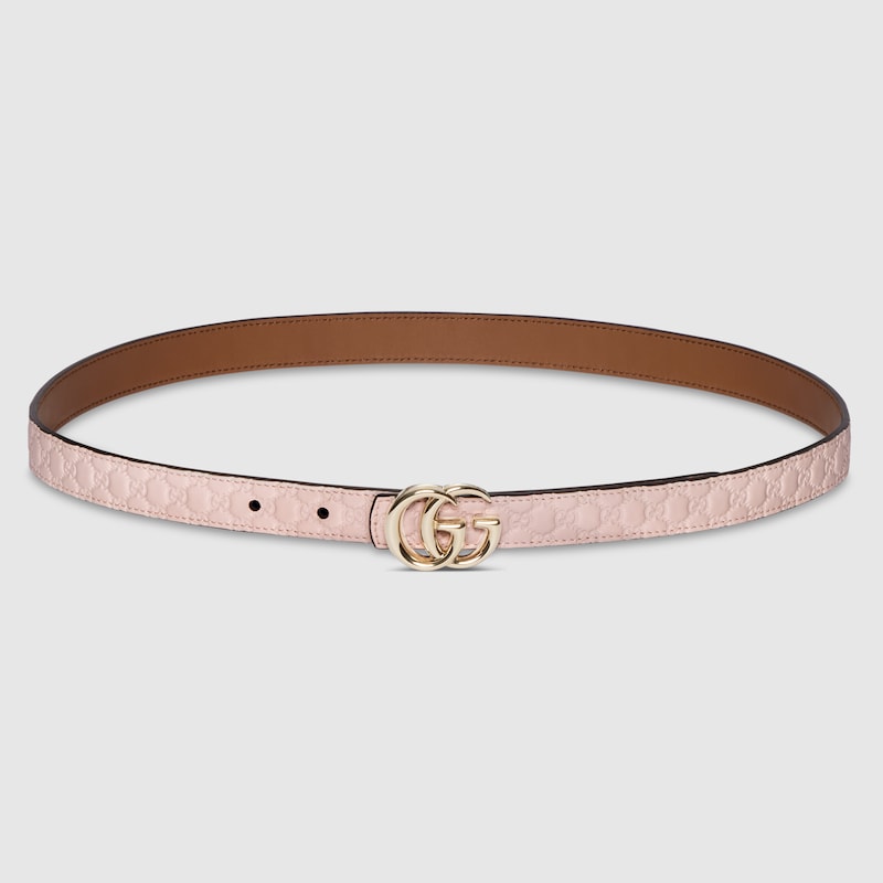 Gucci Reversible Gg Marmont Thin Belt In Pink