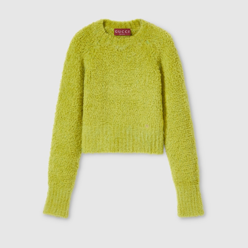 Gucci Brushed Wool Mohair Blend Sweater In Green