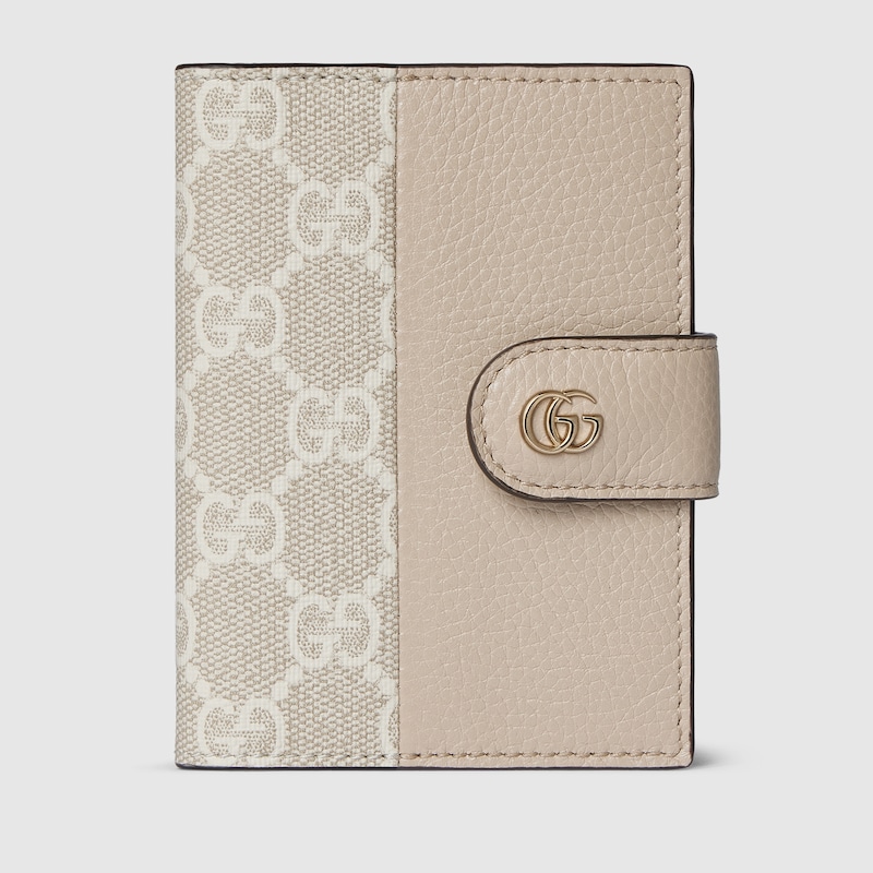 Gucci Bi-color Gg Marmont Card Case In Neutral