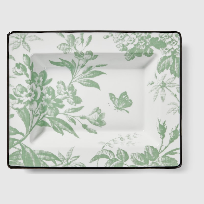 Gucci Kleine Schmuckablage Mit Herbarium-print In Green