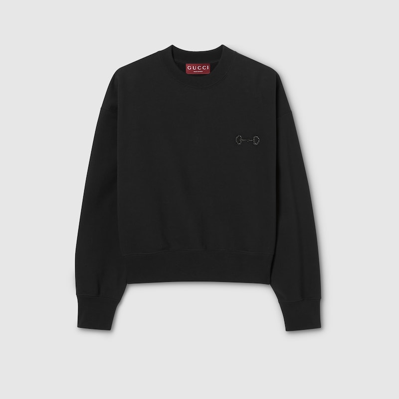 Gucci Cotton Jersey Sweatshirt With Embroidery In Black