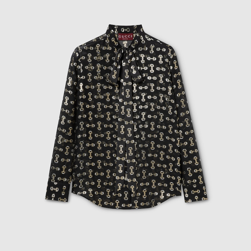 Gucci Horsebit Silk Fil Coupé Shirt In Black